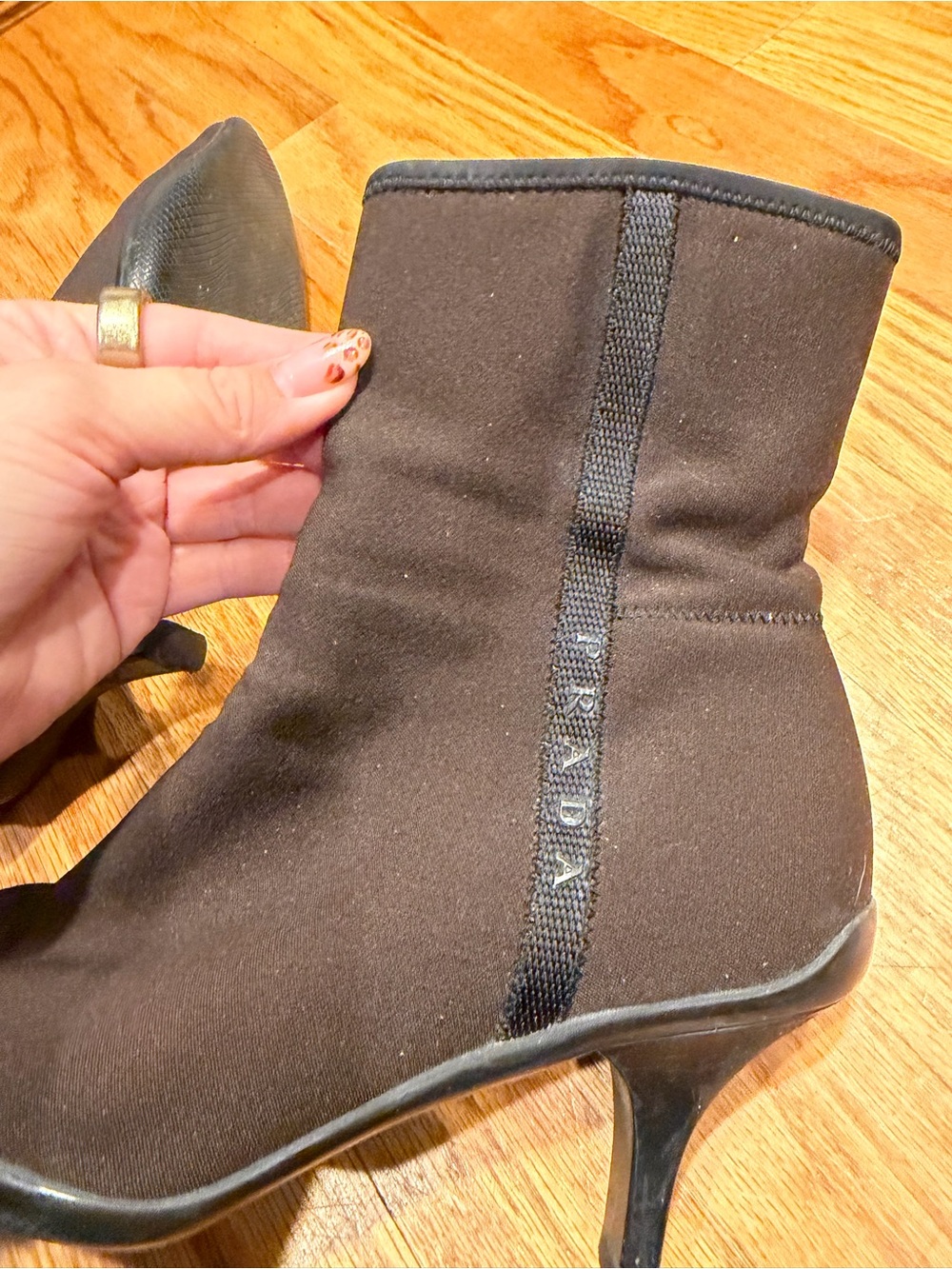 Prada Brown Stretch Sock Bootie Heel